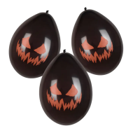 Set de Ballons en Latex Creepy Pumpkin - Ø25cm - Noir/Orange - 6 pièces