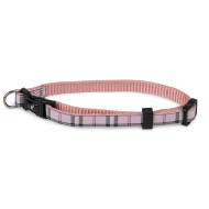 Halsband hond nylon Schotse Ruit roze 20-35cmx10mm