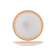 Cosy&Trendy Listra Beach Assiette à Dessert - Ø20cm - Grès - Blanc/Orange - Couleur Blanc,Orange - Matériel Poterie