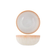 Cosy&Trendy Listra Beach Saladekom - Ø24x9,7cm - Aardewerk - Wit/Oranje - Kleur Wit,Oranje - Materiaal Aardewerk
