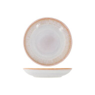 Cosy&Trendy Listra Beach Diep Bord - Ø21cm - Aardewerk - Wit/Oranje - Kleur Oranje,Wit - Materiaal Aardewerk