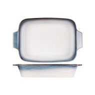 Cosy&Trendy Nora Plat à Four - 37x23x6cm - Grès - Couleur Bleu,Blanc - Matériel Poterie