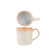 Cosy&Trendy Listra Beach Mok - 390ml - Aardewerk - Wit/Oranje - Kleur Oranje,Wit
