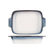 Cosy&Trendy Nora Plat à Four - 31x20x6cm - Grès - Couleur Blanc,Bleu - Matériel Poterie