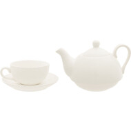 Cosy&Trendy Theepot met Tas en Ondertas - 420ml en 340ml - Porselein - Wit - Kleur Wit