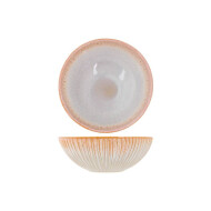 Cosy&Trendy Listra Beach Bowl - Ø16x5,5cm - Aardewerk - Wit/Oranje - Kleur Oranje,Wit - Materiaal Aardewerk