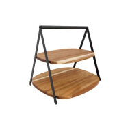 Cosy&Trendy Etagère - 2 Niveaux - 28,5x25x25,5cm - Acacia - Noir/Brun - Couleur Brun,Noir - Matériel Accacia