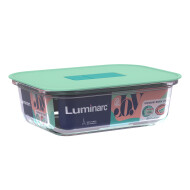 Luminarc Unique Bewaardoos - 0,63L - 17,8x13,3xh5,5cm - Glas/Kunststof - Transparant/Groen - Inhoud 0,63 L - Kleur Groen,Transparant