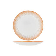 Cosy&Trendy Listra Beach Plat Bord - Ø25cm - Aardewerk - Wit/Oranje - Kleur Oranje,Wit - Materiaal Aardewerk