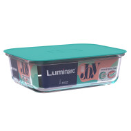 Luminarc Unique Bewaardoos - 1,5L - 22,7x17,1x6,9cm - Glas/Kunststof - Transparant/Blauw - Materiaal Glas,Kunststof - Kleur Blauw,Transparant