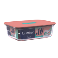 Luminarc Unique Bewaardoos - 1,04L - 20,5x15,5H6,3cm - Glas/Kunststof - Transparant/Roze - Kleur Roze,Transparant - Materiaal Glas,Kunststof