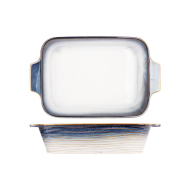 Cosy&Trendy Nora Plat à Four - 25x15x5cm - Grès - Matériel Poterie - Couleur Bleu,Blanc