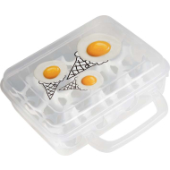 Hega Hogar Ei Opbergdoos met Handvat - 12 Eieren - 20x16x7cm - 3ass - Kleur Transparant - Materiaal Kunststof