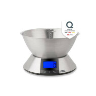 ADE Hanna Balance de Cuisine - Avec Bol Amovible - 24x24x13cm - Acier Inoxydable - Argent