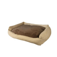 Hondenmand Kiko - Uitneembaar Kussen - 100x70x25cm - Crème/Donkergrijs - Materiaal Textiel - Kleur Donkergrijs,Crème - Vorm Rechthoekig