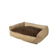 Hondenmand Kiko - Uitneembaar Kussen - 80x60x23cm - Crème/Donkergrijs - Kleur Donkergrijs,Crème - Vorm Rechthoekig - Materiaal Textiel