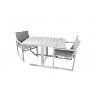 Set bistro Salou aluminium - blanc - Nouveau depuis 07/03/2024 - Marque DDD - Couleur oreillers Gris - Couleur Blanc - Matériel Aluminium - Nombre de places 2