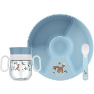 Mepal Babyservies Mio - Vakjesbord/Drinkbeker/Lepel - BPA-vrij - Kunststof - Forest - Merk Mepal