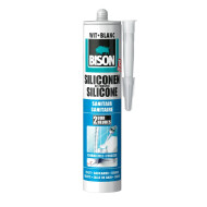 Bison Mastic Silicone Sanitaire - 300ml - Blanc - Marque Bison