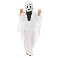 KOSTUUM SPOOK 7-9J - Leeftijd 7 t/m 9 jaar - Geslacht Unisex - Maat 128/134