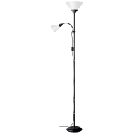 Brilliant Spari 4 Lampadaire - E27 - 60W - Dimmable - Hauteur 180 cm - Blanc/Noir - Marque Brilliant - Nombre de points lumineux 2 - Puissance  60 W - Dimmable Oui - Type de lampe Lampe non inclus - Douilles E27 - Couleur Blanc,Noir - Matériel Matière pla