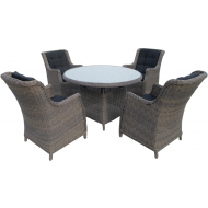 Tuinset wicker Suzanne - Topper - Merk DDD - Kleur kussens Zwart - Materiaal Wicker - Aantal zitplaatsen 4