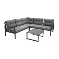 Loungeset Elba zwart aluminum met grijze kussens - Nieuw sinds 11/04/2023 - Merk DDD - Materiaal Aluminium - Kleur Grijs,Zwart