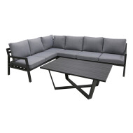 Loungeset Genève - Nieuw sinds 07/02/2019 - Merk DDD - Kleur Zwart - Materiaal Aluminium - Kleur kussens Grijs 