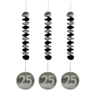 Spiraalhangers 25 - Zilveren Huwelijk - Zilver - 3 stuks - Topper