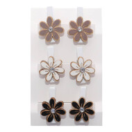 Decoratie Mix Bloem op Knijper - Bruin/Wit/Zwart - 9st - Topper - Merk DDD