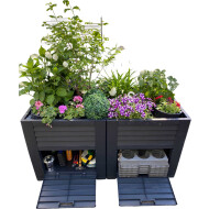 ProGarden Bac à Plantes Double - 150x76x78cm - Plastique - Gris Foncé - Marque Pro Garden - Contenu Nvt - Application Plantation