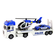 Politieset XL Vrachtwagen met Politiewagen en Helikopter - Schaal 1:12 - Merk DDD Toys - Leeftijd vanaf 3 jaar