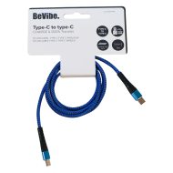 BeVibe Câble de Charge et Données USB-C à USB-C - 1m - Nylon - Bleu