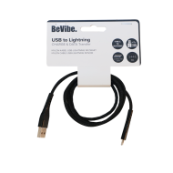 BeVibe Câble de Charge et Données USB à Lightning - 1m - Nylon - Noir