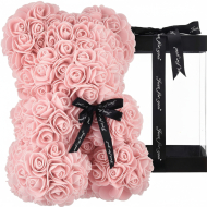 Ours en roses Saint-Valentin - 25 cm - Coffret cadeau compris - Rose