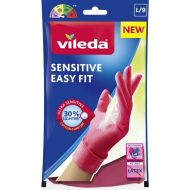 Vileda Sensitive Easy Fit Gloves - Taille L - Coton - Rose - Couleur Rose - Matériel Coton