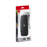 Nintendo Switch OLED Carrying Case en Screen Protector - Zwart/Wit