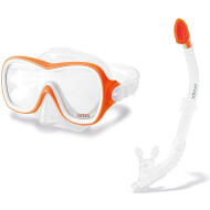 Intex Masque de plongée Aquaflow Wave Rider avec tuba - 50cm - embout souple et flexible - Marque Intex - Age à partir de 8 ans - Couleur Orange