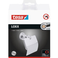 Dérouleur papier toilette avec couvercle, métal chromé, amovible, 135 mm x 140 mm x 80 mm - Marque Tesa