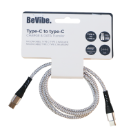 BeVibe Câble de Charge et Données USB-C à USB-C - 1m - Nylon - Argent