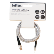 BeVibe Câble de Charge et Données USB-C à Lightning - 1m - Nylon - Argent