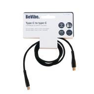 BeVibe Câble de Charge et Données USB-C à USB-C - 1m - Nylon - Noir