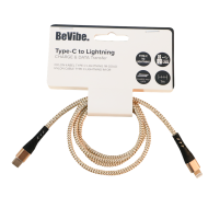 BeVibe Câble de Charge et Données USB-C à Lightning - 1m - Nylon - Or