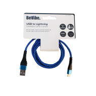 BeVibe Câble de Charge et Données USB à Lightning - 1m - Nylon - Bleu