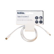 BeVibe Câble de Charge et Données USB-C à USB-C - 1m - Soft Touch - Blanc