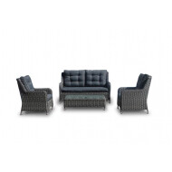 Loungeset Antonio in wicker met kussens - antraciet - Nieuw sinds 16/03/2023 - Merk DDD - Kleur Antraciet - Materiaal Wicker