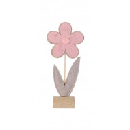 Décoration fleur en bois avec motif sur pied rose 32,5cm - Surmatelas - Marque DDD