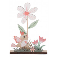 Décoration tableau oiseau en bois 17,5cm - Marque DDD