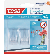 Klevende haak transparant (2 stuks) - Merk Tesa
