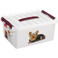 Sunware Opbergbox Huisdieren Q-Line - 40x30x18cm - 15L - Wit/Bordeaux - Inhoud 15 l